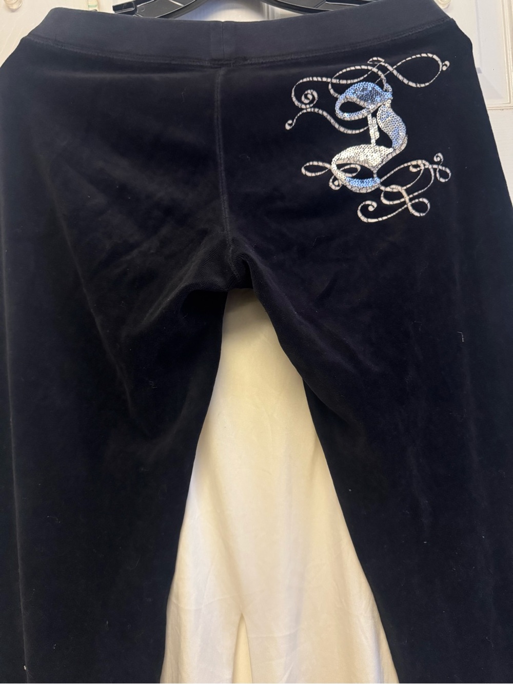 Black Velour pants with Rhinestones  not juicy holes selling as is  no string